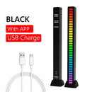 USB 5V APP Sound Control Colorful Light RGB 32 LED Pickup Lamp Bar (Black) Newly