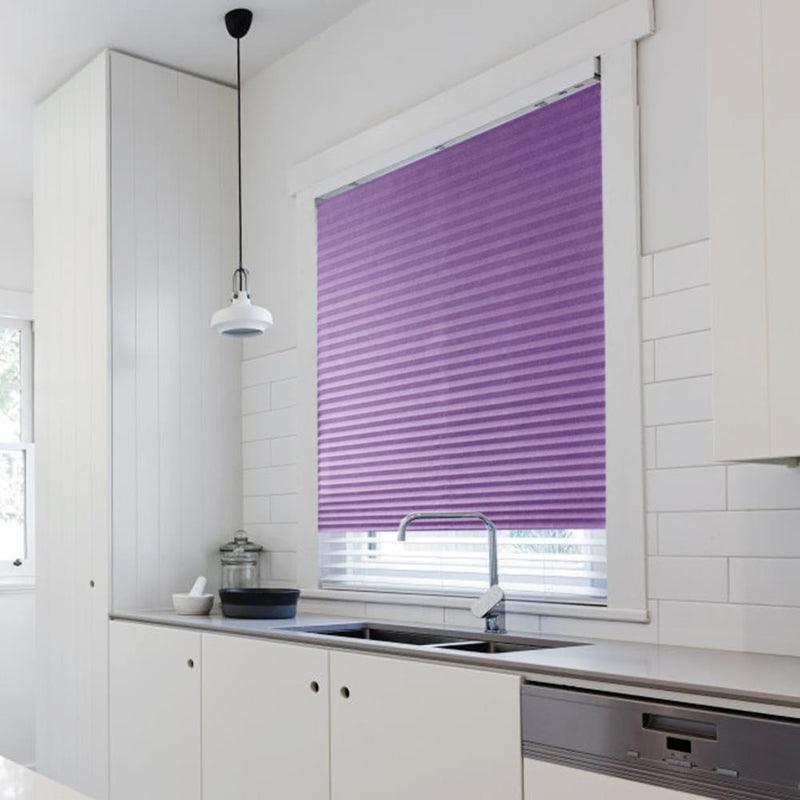 Self-Adhesive Pleated Blinds Kitchen Balcony Half Blackout Window Curtain Pur