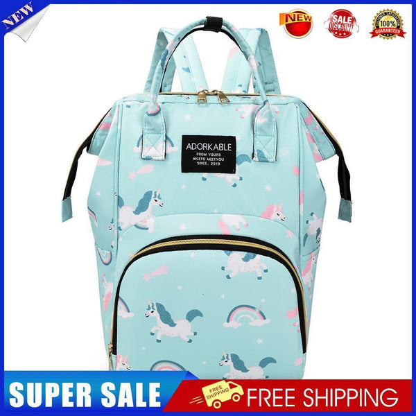 Fashion Women Printing Mummy Diaper Bag Nappy Large Handbag (Green Rainbow)