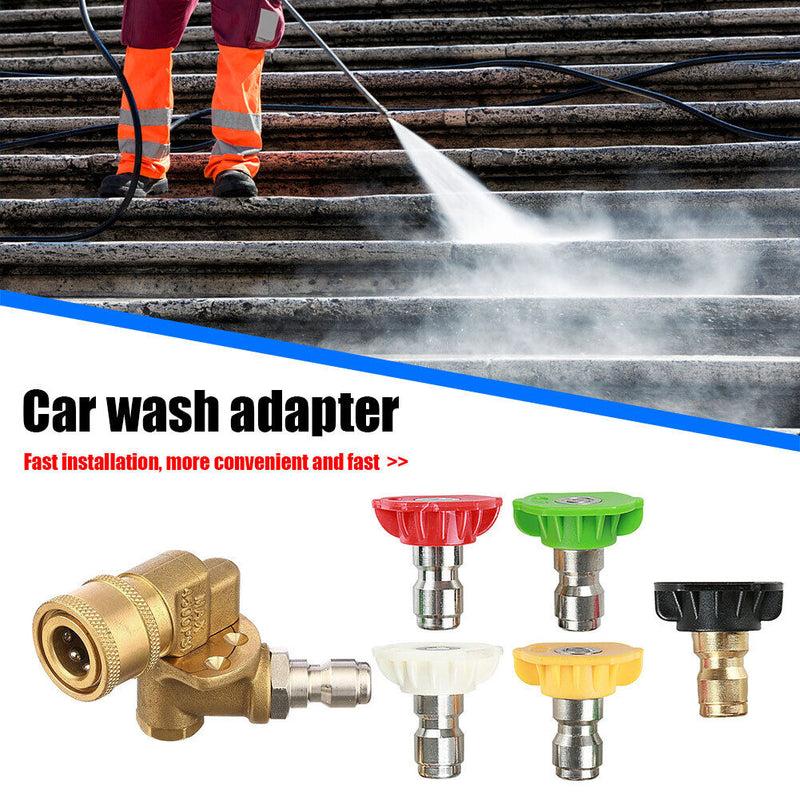 5pcs Spray Nozzle Tips 1/4 with Pivoting Coupler Pressure Washer Accessories Kit