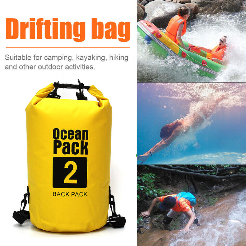 2L Waterproof Dry Bag Swimming Outdoor Drift Kayaking Storage Pack (Yellow)