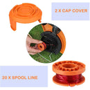 20Pack WORX WA0010 Replacement Spool Line For Grass Trimmer Edger 10ft Cap Cove/