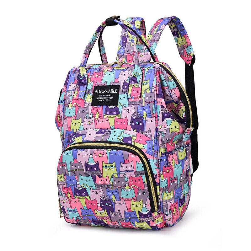 Fashion Women Printing Mummy Diaper Bag Nappy Large Handbag (Color Cats)