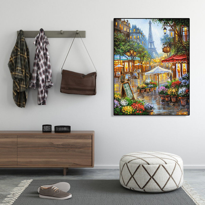 Painting By Numbers Kit DIY Street Tower Canvas Oil Wall Picture for Living R
