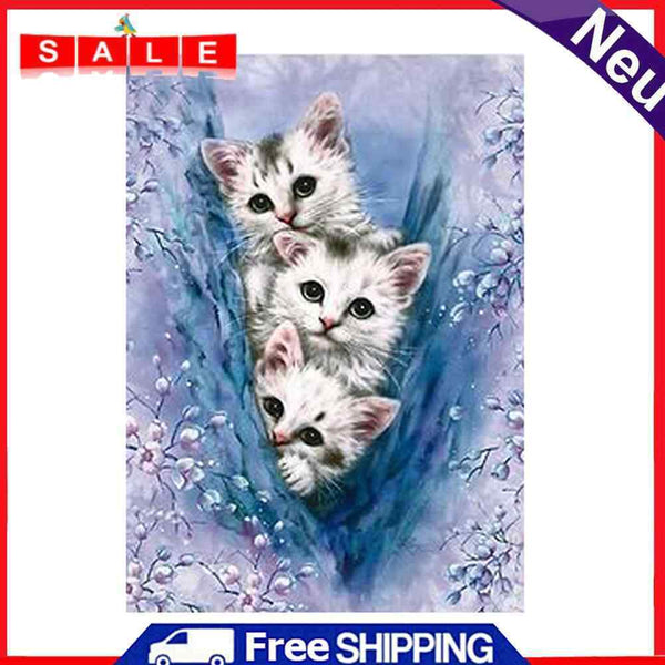 Three Cats 5D Diamond DIY Painting Craft Kit Home Decoration Rhinestone + Canvas h