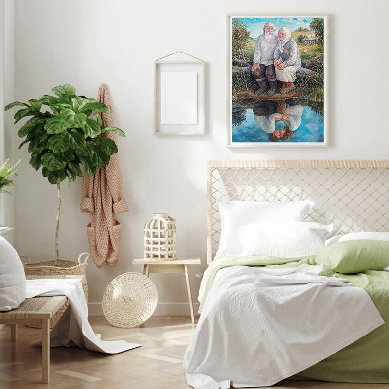 5D Rhinestone Pictures DIY Couple By River Full Round Drill Diamond Painting Kit