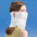 Ice Silk Hanging Ear Face Neck Scarf UV Protection Gaiter Bandana (White) Newly
