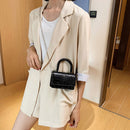 Women Stone Pattern Mini Handbag Women Chain PU Shoulder Bag Tote (Black)