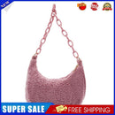 Retro Women Plush Hobos Shoulder Underarm Bag Chain Handbag (Light Pink)