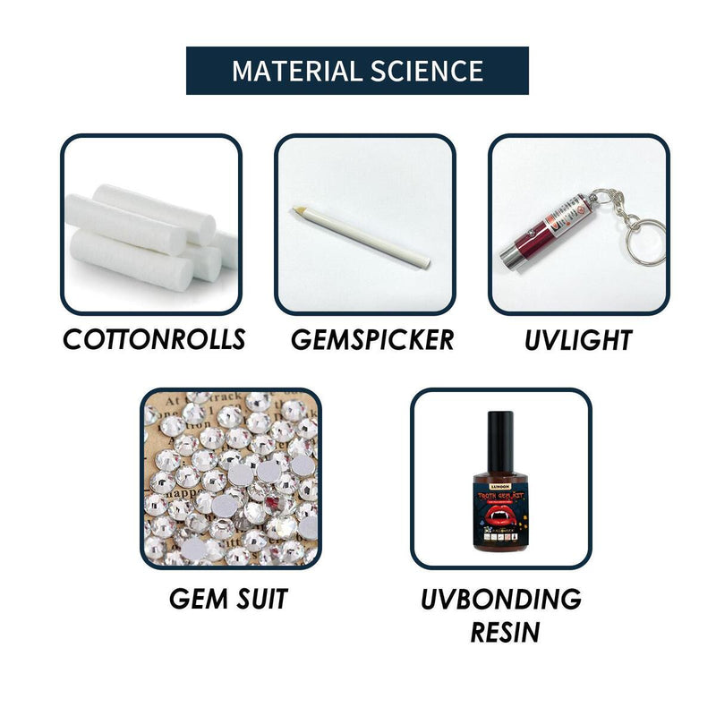 Kids Hygiene Kit Tooth Gem Set White Tooth Teeth Cleaning in Water Black`