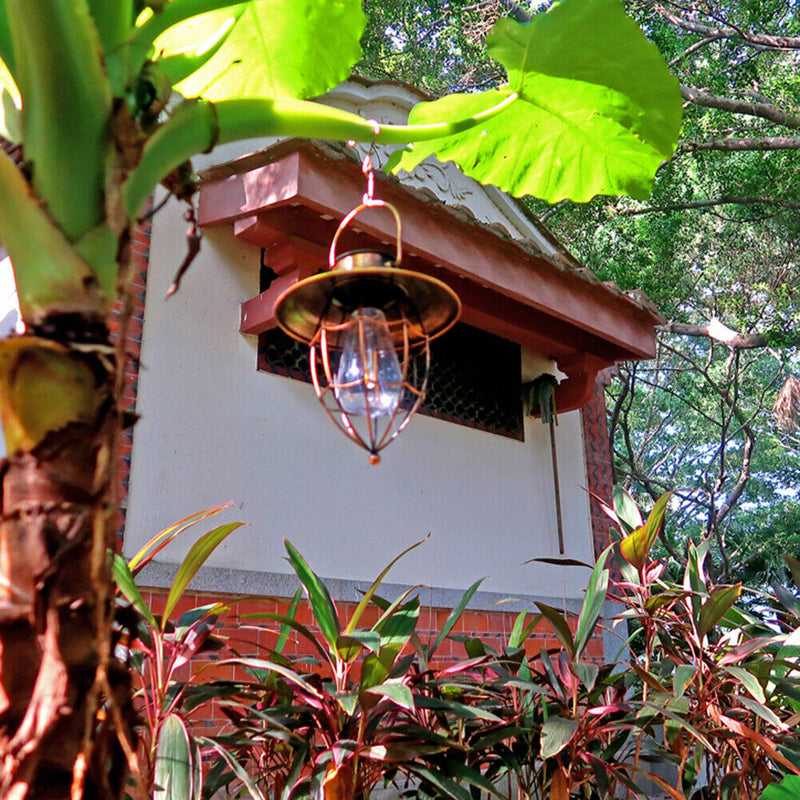 Metal Bronze LED Solar Lantern Pendant Waterproof Outdoor Decor Light (03) Newly