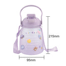 1300ml Large Capacity Cute Water Bottle Plastic Straw Water Cup (Purple)