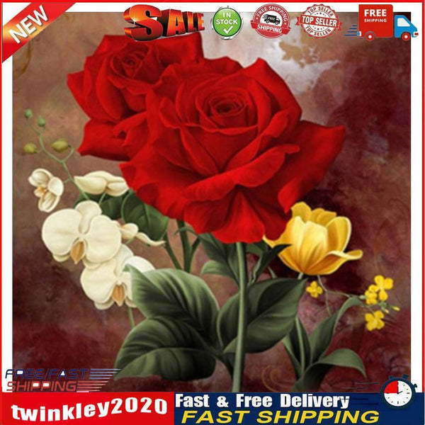 DIY 5D Diamond Embroidery Red Rose Flower Painting Cross Stitch Wall Decor Newly