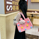 Casual Felt Tote Portable Bag Kids Cartoon Top-handle Bag Pocketbook Organizer