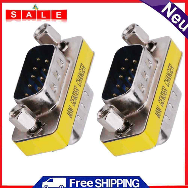 Asiprop 2pcs DB9 Male to Male Adapter Gender Changer Serial RS232