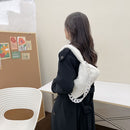 Casual Shoulder Bag Soft Fluffy Lady Tote Handbag Thick Chain Travel Daily Purse