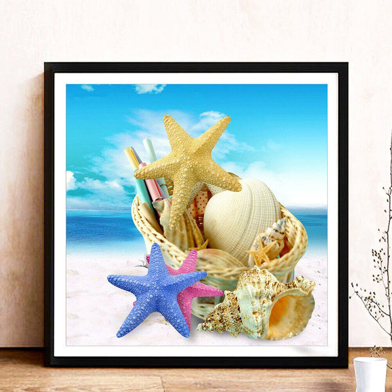 Conch Sea Star Full Round Drill Mosaic Wall Art Picture of Rhinestone Decoration