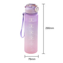 Plastic Water Bottle with Time Marker Sports Leakproof Drink Cup (Purple) Newly
