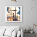 DIY Diamond Painting Kits Girl Pushing Luggage Full Round Drill Picture Art