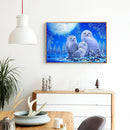 5D Full Round Diamond Painting White Owl Rhinestone Mosaic Home Wall Craft