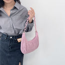 Retro Women Plush Hobos Shoulder Underarm Bag Chain Handbag (Light Pink)