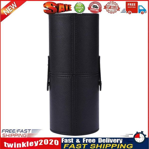 Leather Makeup Brush Holder Travel Cosmetic Pens Storage Cup Case (Black) Newly