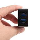 Travel 5V 2.1A 1A Dual Ports USB Wall Charger Charging Adapter US (Black) Newly