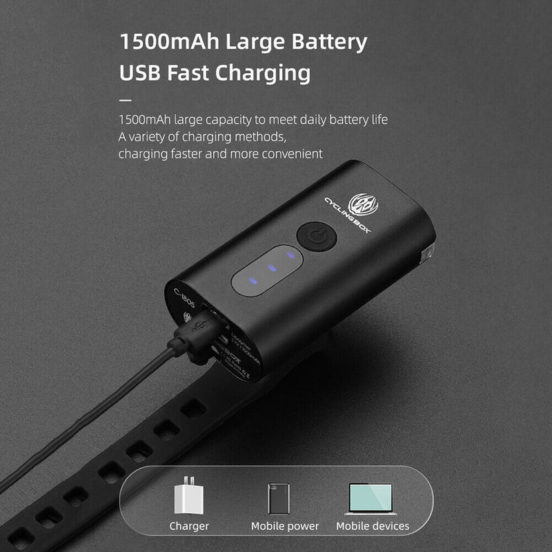 2xT6 LED Mountain Bike 600LM Headlights USB Rechargeable MTB Bike Accessories