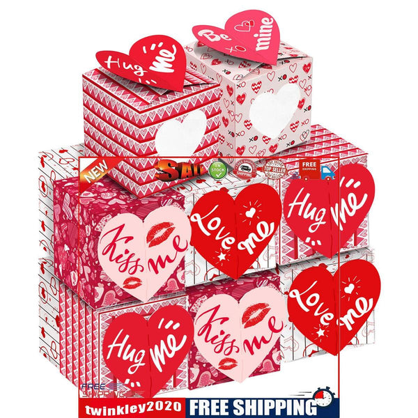 Set of 12 Valentine s Day Treat Boxes Goody Candy Cardboard Box with Window