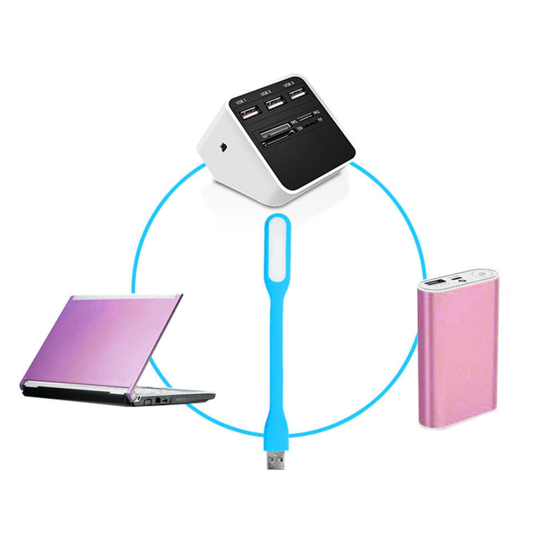 LED USB Lamp Portable Laptop Book Reading Desk Night Light (Light Blue)