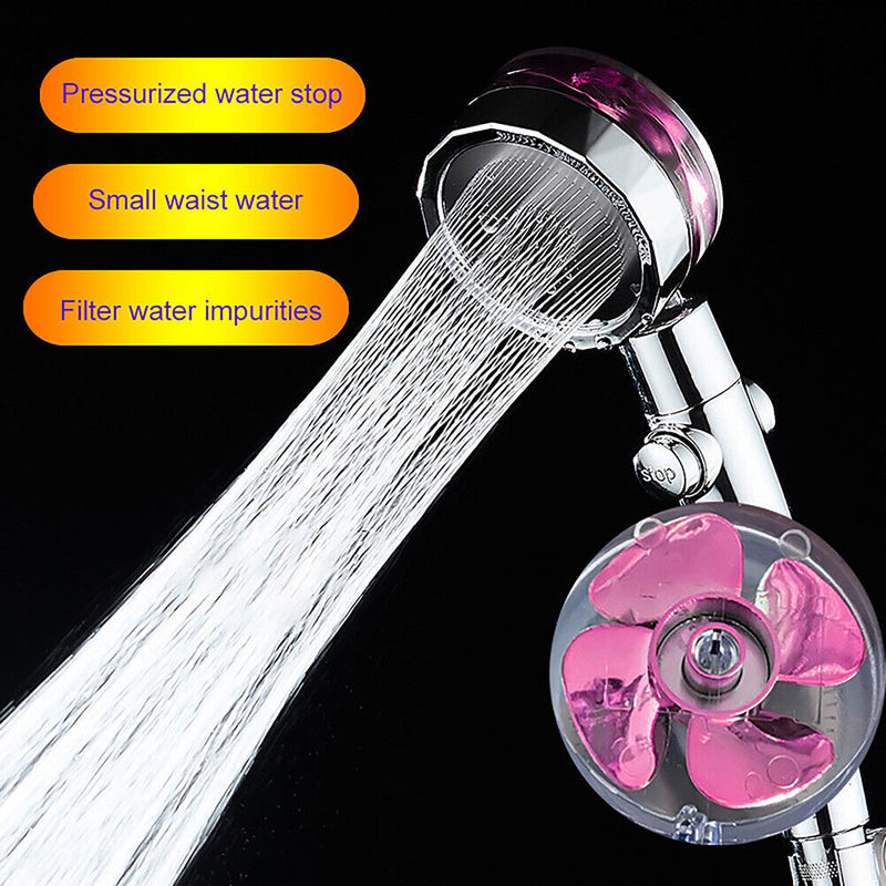 Pressurized Bath Shower Head Handheld Massage Rotary Rainfall Sprayer (Red)