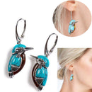Girls Metal Turquoise Jewelry Gifts Pendant Ear Hoop Ear Dangle Bird Earrings