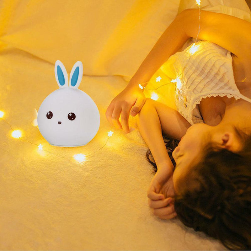 LED Mini Night Light Lamp Cute Silicone Rabbit Color Change Kids Bedroom Rooms