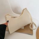 Women Felt Solid Color Shoulder Bag Casual Zipper Messenger Bag (White)