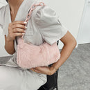 Retro Women Acrylic Chain Plush Underarm Bag Casual Handbags (Light Pink)