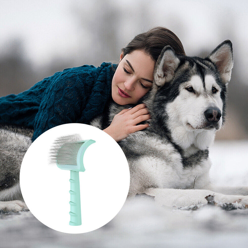 Pet Grooming Comb Shedding Needle Brush Dog Cat Undercoat Dematting (Green)