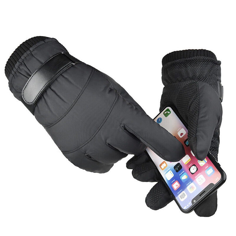 1 Pair Fleece Outdoor Cycling Gloves Touch Screen Waterproof Gloves (Black)