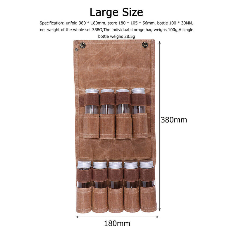 Outdoor Spice Bottle Bags Picnic Seasoning Bottles Bag (Large + 9 Bottles) Newly
