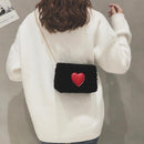 Winter Heart Small Bags Women Girls Chain Shoulder Messenger Bags (Black)