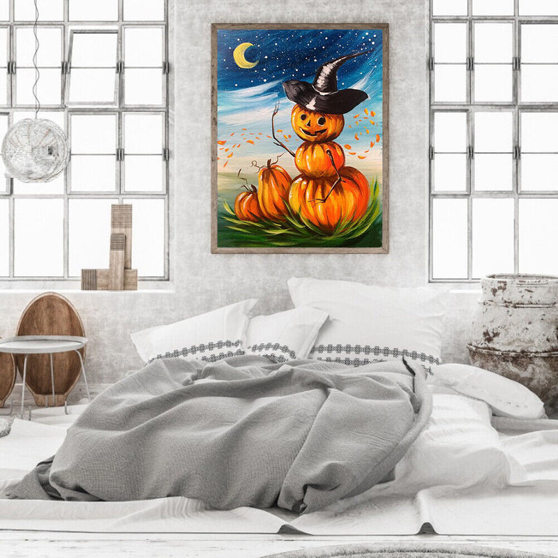 Oil Paint By Numbers Pumpkin Halloween Frameless Picture Home Living Room Decor
