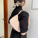 Retro Women Plaid Printing Shoulder Underarm Bag Casual Ladies Small Hobos Purse
