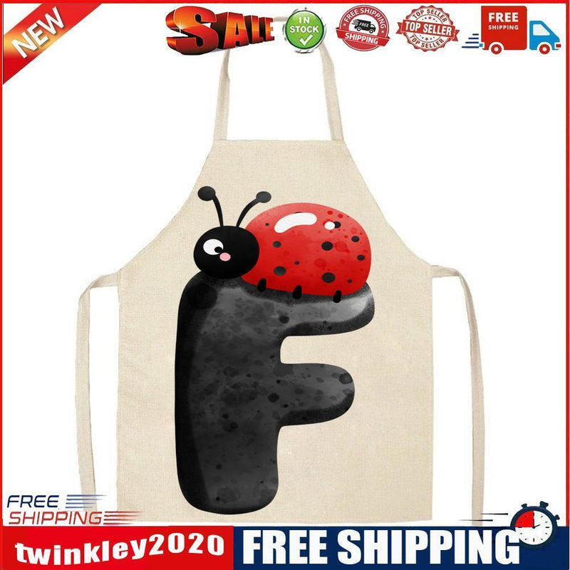 Insect F Print Apron Linen Waterproof Cooking Bibs Chefs Pinafore (68x55cm)