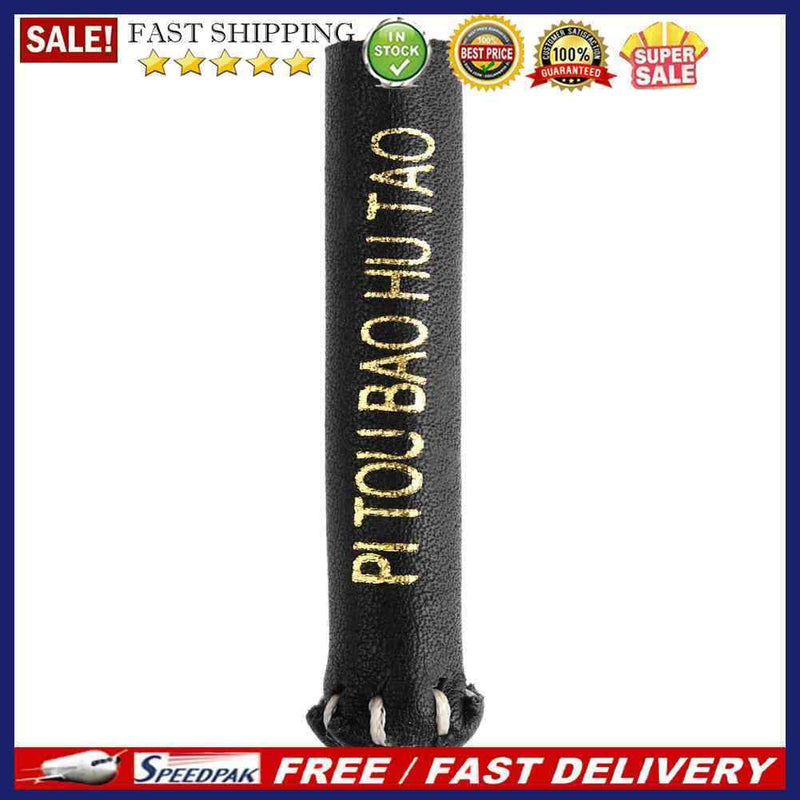 Leather Snooker Cue Tip Cover Protector Sleeve for Stick Billiard(Black)