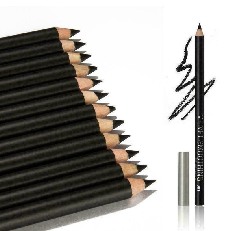12PCS Waterproof Eye Liner Beauty Cosmetic Smooth Black Penc F9C4 Eyeliner V2F6