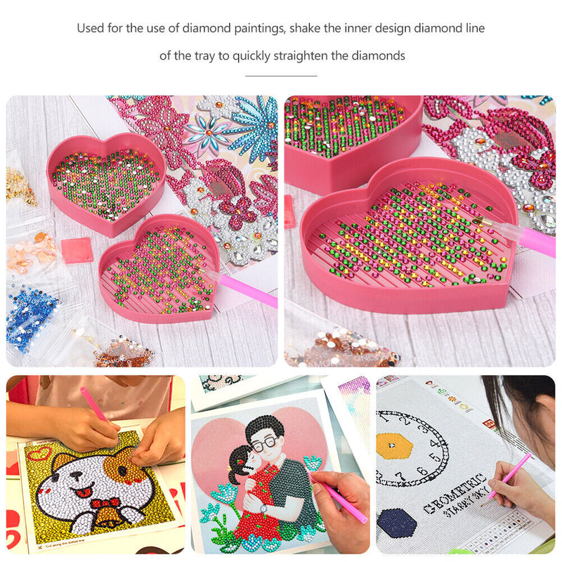 Plastic Heart Shape Rhinestone Drill Plate Tray 5D Diamond Painting Accessories