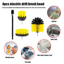 Drill Brush Attachment Set 2 3.5 4 inch Brushes + Extension Rod Kit Yellow Newly