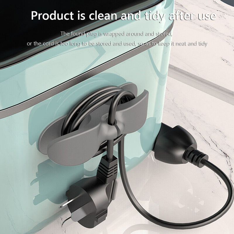 3pcs Wire Cable Organizer Clip Adhesive Cord Storage Wrapper Winder (Grey)