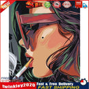 Frameless Oil Paint By Numbers Smoke Girl DIY Canvas Picture Craft Kit Newly