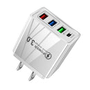 3 USB Fast Charger 3.1A PD Type-C Wall Power Adapter for Phone (White US)