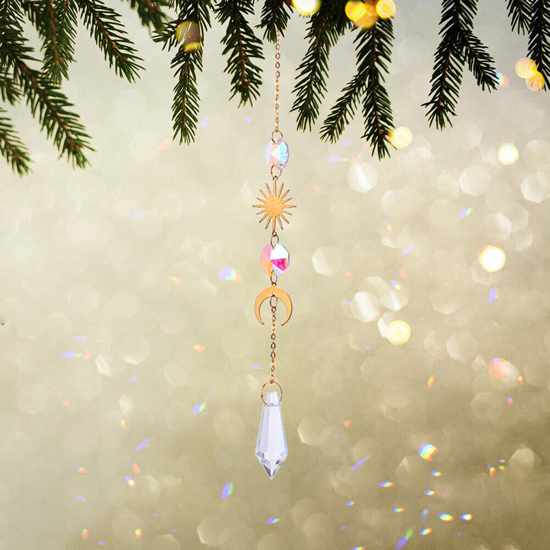 Crystal Sun Moon Hanging Meatal Pendant Home Car Decor (B)